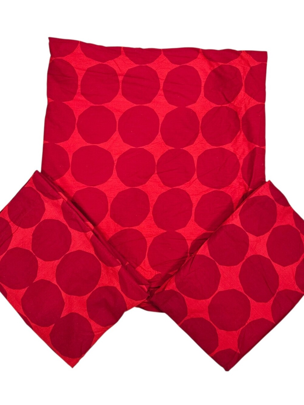 VTG Marimekko PIENET KIVET FULL Flat Sheet & STD Pillowcases Red Circles Cotton